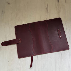 Couverture de carnet en cuir Crazy Horse A5 personnalisée, couleur unie, organiseur de journal rechargeable avec porte-cartes, inserts personnalisés - Product Image 3