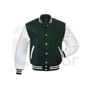 Nouvelle veste universitaire en cuir pour femmes vertes col montant veste de sport de baseball pour hommes fabricant Service OEM disponible - Product Image 5