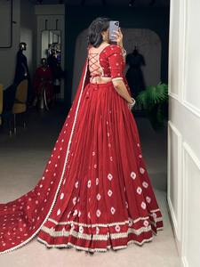 Modal lourd Lehenga Choli Bandhej imprimé fête traditionnelle porter séchage rapide toutes les saisons avec dentelle retouche - Product Image 3