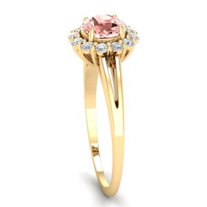 แหวนเพชรทรงกลมประดับมรกตมอร์แกไนต์ 0.84 กะรัต ตัวเรือนทองคำแท้ 14K งานสั่งทำพิเศษจาก REYES สำหรับผู้หญิง เครื่องประดับชั้นดี - Product Image 3