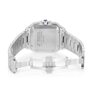 Montre de luxe unisexe Hip Hop à quartz en acier inoxydable glacé avec diamants VVS, mouvement ETA, cadran 41 mm, chiffres romains - Product Image 4