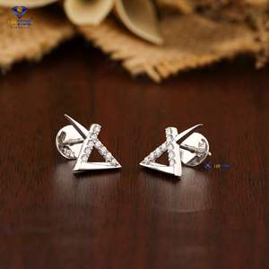 0.216 TDW Pendiente de diamante de corte brillante redondo 14K Oro blanco Labgrown Diamond Hpht/Cvd Diamond Jewelry - Product Image 3