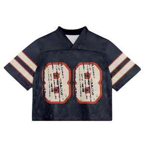 Ropa de calle Retro Boxy Crop Camiseta de fútbol americano de malla con impresión sublimada personalizada - Product Image 3