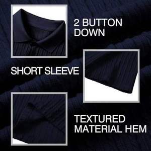 Men's Golf Solid ODM Anti-Pilling Breathable Polyester/Cotton Knit Fabric Button-<b>Down</b> Jersey Casual Collar Embroidered Short - Product Image 5