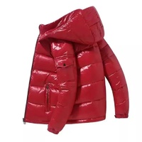 Nouveauté 2024 - Veste coupe-vent pour homme, chaude, d'hiver, brillante, matelassée, imperméable, réversible, écologique, col montant, noire, à capuche