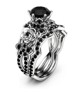 Black <b>Moissanite</b> Diamond Ring Beautiful Customized Engagement Ring 925 Sterling Silver Ring & <b>Other</b> Diamond <b>Jewelry</b> - Product Image 1