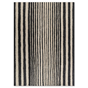 Alfombra Rectangular a Rayas Nomadic Threads PKJT-135 Gris y Negra, Tejida a Mano con Yute y Cáñamo, para Sala de Estar, Uso Doméstico - Product Image 1