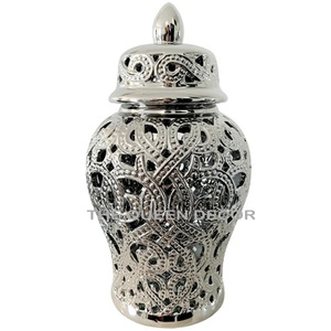 แจกันดอกไม้สุดหรูลายพอร์ซเลนสำหรับตกแต่งบ้านขวดโหลวัดเซรามิกสีฟ้าและสีขาวของจีน - Product Image 4