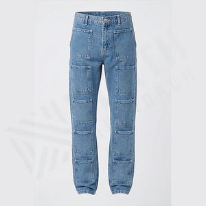 Custom <b>Men's</b> Mid <b>Waist</b> Denim Straight Long Pants Solid Waterproof Quick Dry Outdoor <b>Jeans</b> Casual Style Customized Winter Autumn - Product Image 1