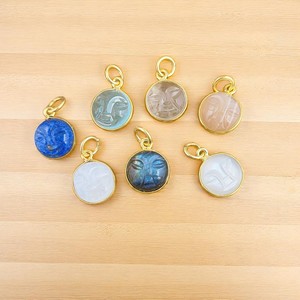 จี้พลอยคาลซิโดนีสีน้ำ925เงินสเตอร์ลิงชุบทอง10มม. จี้แกะสลักใบหน้าอัญมณีทำด้วยมือเครื่องประดับสำหรับจิตวิญญาณจำนวนมาก - Product Image 5