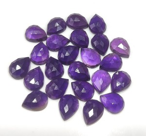 Venta al por mayor de piedras preciosas sueltas cortadas en rosa de pera amatista natural 3x5mm-20x30mm parte posterior plana para la fabricación de joyas - Product Image 1