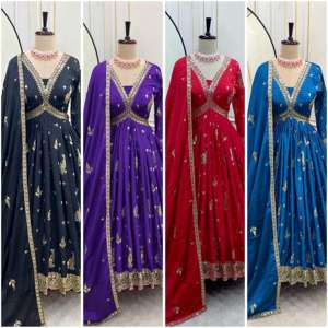 Robe de haute qualité avec Dupatta assorti avec un travail manuel exquis et des variations de couleurs vives disponibles en vrac - Product Image 5