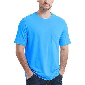 Chemises pour hommes en coton et polyester léger de couleur bleue, taille plus, style streetwear, respirantes, col rond, coupe ample - Product Image 3