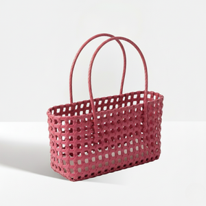 Sac fourre-tout Hana fait main de haute qualité, tissage ajouré, couleur unie, résistant à l'eau, broderie lettre, PVC, coton, polyester, toile, feutre - Product Image 3