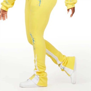 Pantalon de survêtement de jogging décontracté pour hommes, logo personnalisé, ceinture élastique de haute qualité, droite, rayée et incurvée, patchwork, sérigraphie - Product Image 2