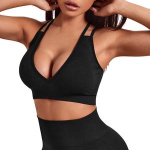 Sujetador deportivo inalámbrico para mujer al por mayor, personalizado, sin costuras, transpirable, de alto soporte, con tirantes cruzados y espalda hermosa - Product Image 2