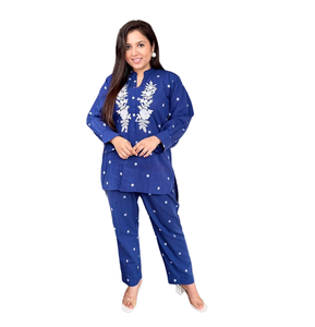 Top-Pantalón de trabajo bordado de algodón pesado para fiesta de nuevo diseñador, pantalón informal personalizable con top, traje tradicional indio - Product Image 1