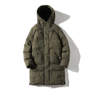 Veste mi-longue en coton d'hiver à col montant pour hommes, avec broderie de logo personnalisé OEM, veste transfrontalière à capuche ample - Product Image 3