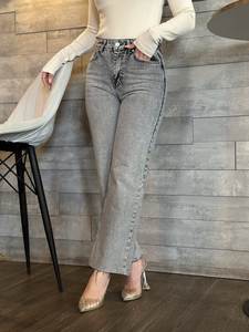 Women's Eco-Friendly Medium Wash Comfortable Fit Mid-Waist Straight Jeans High Quality <b>Denim</b> Breathable <b>Stretch</b> <b>Fabric</b> Casual - Product Image 5