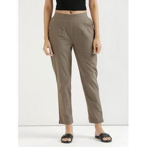 Women's Casual Elastic Waist <b>Pants</b> High Waist Breathable Cotton for <b>Summer</b> Autumn Long <b>Pants</b> Wrinkled Technique Colored Wash - Product Image 4