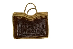 Vintage Raffia <b>Bucket</b> <b>Bag</b> with Two Handles Open Closure Style <b>for</b> <b>Women</b> - Product Image 6