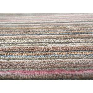 พรมทำมือลายทางสีเบจและสีน้ำตาล ทำจากขนสัตว์และใยวิสโคส รุ่น Tra-14448 สำหรับห้องนั่งเล่นวัยรุ่นหรือทางเดิน รูปทรงสี่เหลี่ยมผืนผ้า - Product Image 1