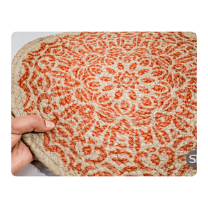 เสื่อปูทรงกลมถักปอกระเจาขนาด40x40ซม. เป็นมิตรกับสิ่งแวดล้อมพร้อมดีไซน์พิมพ์ลายสไตล์คลาสสิกสำหรับรับประทานอาหารและเครื่องใช้บนโต๊ะอาหารในบ้าน - Product Image 4