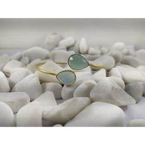 Brass Cuff <b>Bracelets</b> Gold Plated with Green Onyx Gemstone Fashion Accessory - Product Image 2