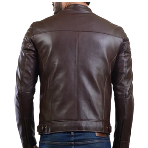 Veste d'hiver en cuir d'agneau véritable originale pour homme, col montant, logo frontal, dernier design, OEM, haute qualité, personnalisable, élégante - Product Image 4