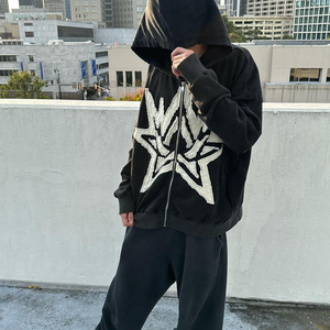 Vêtement coupé et cousu personnalisé sweat à capuche brodé en coton éponge français lavé à la pierre patch logo sweats à capuche pour hommes - Product Image 2