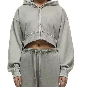 Ensemble de survêtement décontracté d'hiver à logo personnalisé, effet délavé, en coton, avec sweat à capuche et pantalon de jogging, 2 pièces, couleur personnalisable - Product Image 4