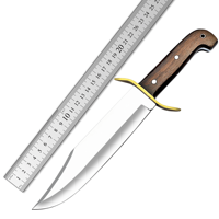 Couteau Bowie artisanal en acier inoxydable pleine longueur, multifonctionnel, pour la chasse, la survie, le camping en plein air, de haute qualité, OEM, avec étui en cuir