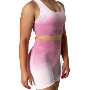 Sujetador deportivo ligero para mujer y pantalones cortos de yoga con patrón sólido Conjunto de ropa de gimnasio Logotipo personalizado Ropa de fitness - Product Image 5