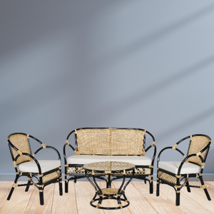 JUEGO DE ESTAR CORONA-Juego de sofá de mimbre/ratán asiático lujoso y cómodo para salas de estar modernas para uso en exteriores y apartamentos - Product Image 2