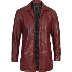Veste longue en cuir d'agneau véritable respirante pour homme, prix raisonnable, vente chaude, étiquette privée personnalisée, 80% de rembourrage en duvet d'oie - Product Image 4