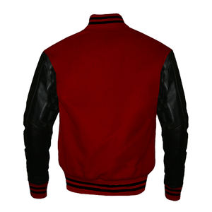 Vestes bomber varsity surdimensionnées en laine à manches longues en cuir utilitaire à la mode personnalisées à la vente chaude pour hommes - Product Image 2