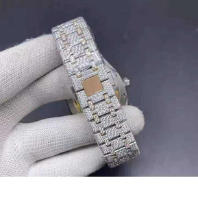 Montre de luxe pour homme en acier inoxydable avec diamants Moissanite, style Hip Hop, cadran en verre, design mécanique - Product Image 2