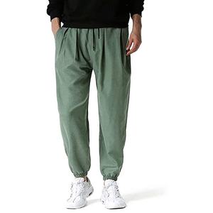 Pantalones deportivos de cintura alta para hombre, 100% algodón, ligeros, transpirables, con patrón recto, de talla grande, informales, Deportivos - Product Image 1