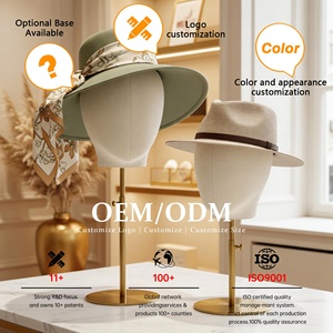 Testa di Manichino in Microfibra <span class=keywords><strong>Design</strong></span> Originale, Forma Maschile e Femminile per Esposizione di Cappelli, Fasce, Parrucche e Occhiali da Sole con Base Rotonda - Product Image 3