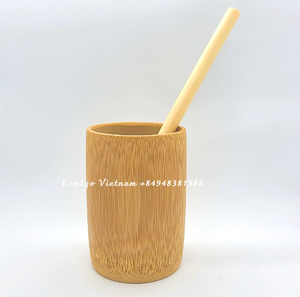 Tazas de bambú con tapa y pajitas/Tazas de bambú naturales hechas a mano/Juego de tazas de bambú con pajitas Logotipo láser personalizado grabado - Product Image 3