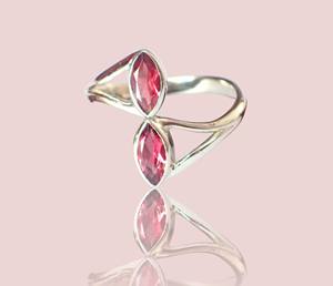 Anneaux de mode en argent sterling 925 faits à la main de style ethnique avec marquise et vermeil éternel, pierre précieuse grenat naturelle pour anniversaire - Product Image 1