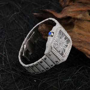 Montre glacée en diamant Moissanite VVS taillée à cadran carré de haute qualité en bijoux Iced Out Bused Down Hip Hop Watch pour unisexe - Product Image 6