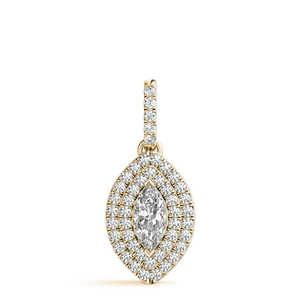 Collier pendentif double halo en diamant taille marquise et ronde pour femme - Product Image 2