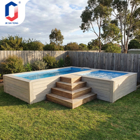 Piscine hors sol en fibre de verre, résistante aux UV, préfabriquée, petite piscine d'angle combinée, avec équipement complet