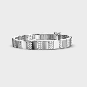 IGI Certified Lab Grown Round Diamond Geometric Link <b>Bracelet</b> in <b>Solid</b> 925 Sterling <b>Silver</b> - Product Image 3