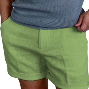 Pantalones Cortos de Lino y Algodón para Hombre, Transpirables, de Color Sólido, para Verano, Ropa Deportiva Informal - Product Image 1