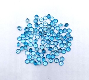 Topacio azul suizo de 7mm, piedra de corte redondo, Topacio Azul Natural calibrado, cuentas de piedras preciosas sueltas facetadas para fabricación de colgantes de joyería a granel - Product Image 6