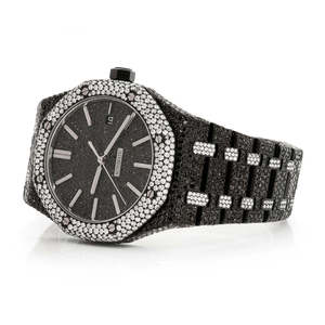 Luxury Flooded Street Style Iced Out Moissanite Diamond Quartz Stainless Steel <b>Watch</b> - Product Image 1