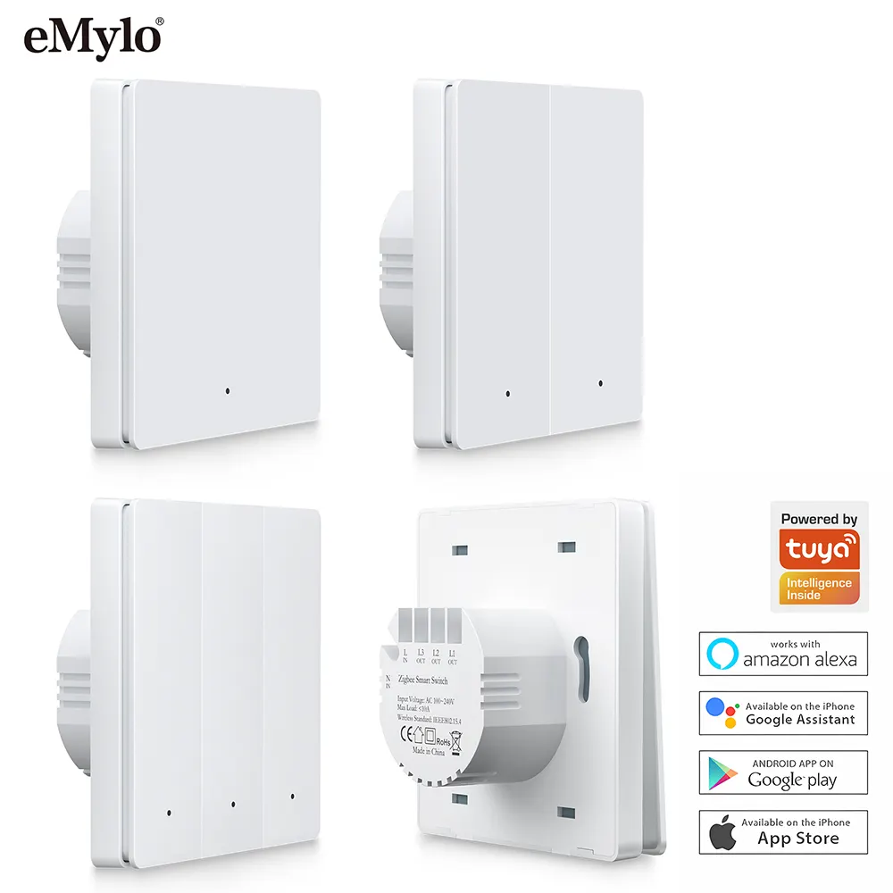 eMylo 1/2/3 gang Tuya Smart Life App Controle Interruptor de Luz Inteligente Sem Fio UE Reino Unido Interruptor de Botão Wi-Fi Interruptor Inteligente