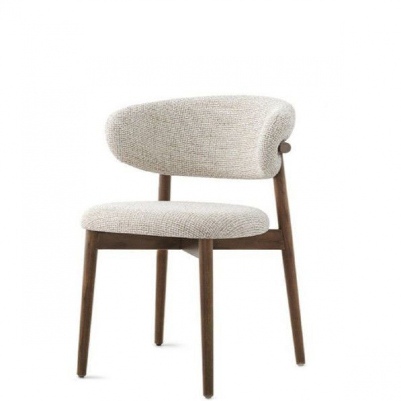 Walnut colored frame + cotton and linen fabric